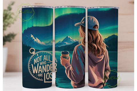 Wanderlust Aurora 20oz Tumbler Wrap Sublimation PixelChick 