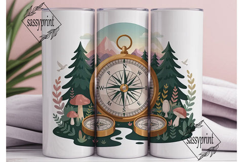 Wanderlust Compass 20oz Tumbler Wrap Sublimation sassyprint 