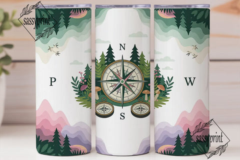 Wanderlust Compass 20oz Tumbler Wrap Sublimation sassyprint 