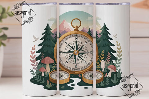 Wanderlust Compass 20oz Tumbler Wrap Sublimation sassyprint 