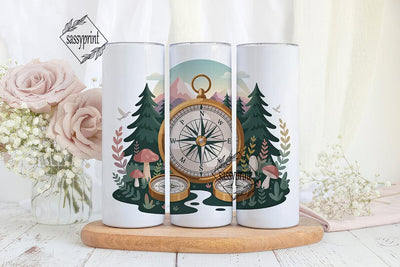 Wanderlust Compass 20oz Tumbler Wrap Sublimation sassyprint 