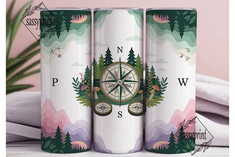 Wanderlust Compass 20oz Tumbler Wrap Sublimation sassyprint 