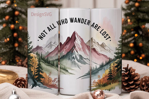 Wanderlust Mountain 20oz Tumbler Wrap Sublimation DesignSVG 