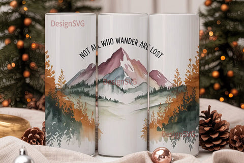 Wanderlust Mountain 20oz Tumbler Wrap Sublimation DesignSVG 