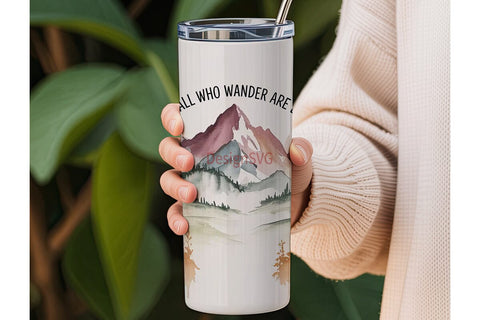 Wanderlust Mountain 20oz Tumbler Wrap Sublimation DesignSVG 