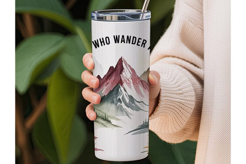 Wanderlust Mountain 20oz Tumbler Wrap Sublimation DesignSVG 