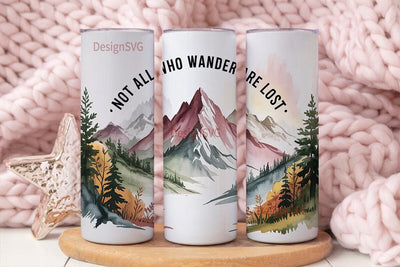 Wanderlust Mountain 20oz Tumbler Wrap Sublimation DesignSVG 