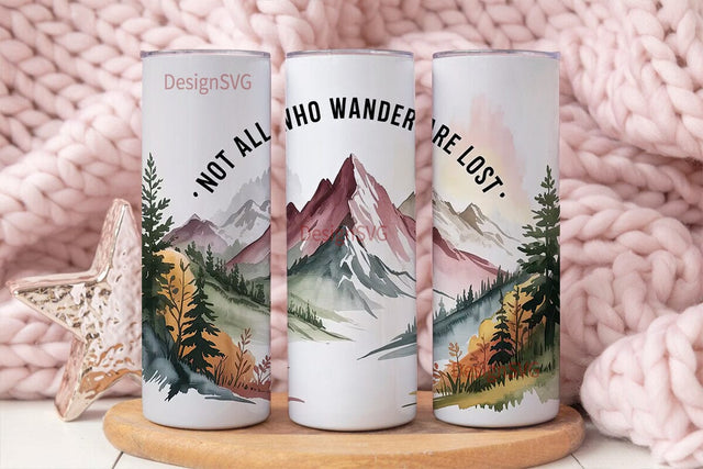 Wanderlust Mountain 20oz Tumbler Wrap Sublimation DesignSVG 