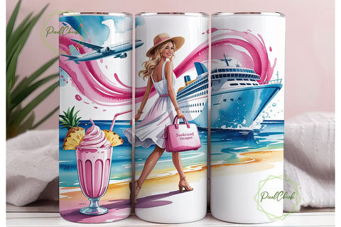Wanderlust Travel 20oz Tumbler Wrap Sublimation PixelChick 