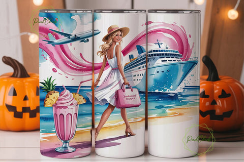 Wanderlust Travel 20oz Tumbler Wrap Sublimation PixelChick 