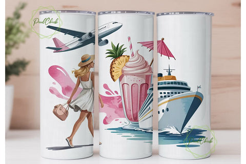 Wanderlust Travel 20oz Tumbler Wrap Sublimation PixelChick 