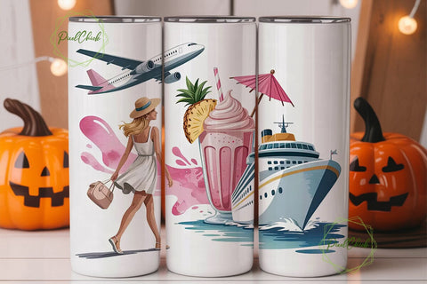 Wanderlust Travel 20oz Tumbler Wrap Sublimation PixelChick 