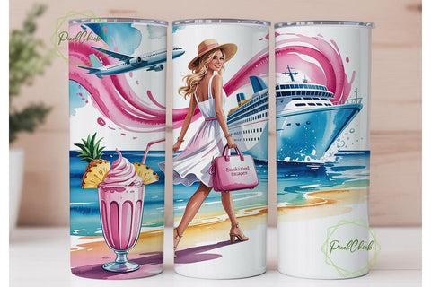 Wanderlust Travel 20oz Tumbler Wrap Sublimation PixelChick 