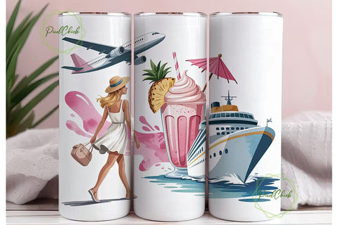 Wanderlust Travel 20oz Tumbler Wrap Sublimation PixelChick 