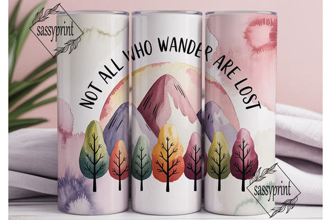 Wanderlust Watercolor 20oz Tumbler Wrap Sublimation sassyprint 