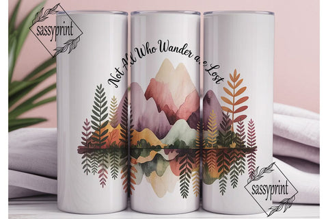 Wanderlust Watercolor 20oz Tumbler Wrap Sublimation sassyprint 