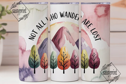 Wanderlust Watercolor 20oz Tumbler Wrap Sublimation sassyprint 