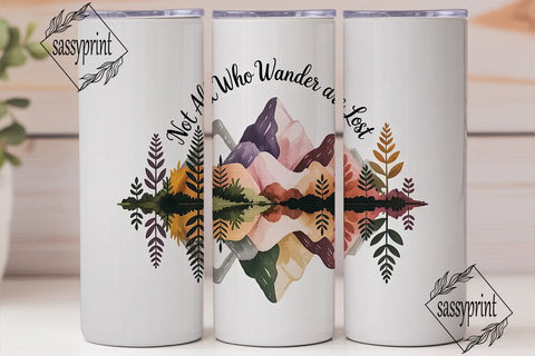 Wanderlust Watercolor 20oz Tumbler Wrap Sublimation sassyprint 