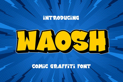 Waosh - Shadow Comic Typeface Font Mozzatype 