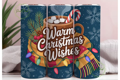 Warm Christmas Wishes 20oz Tumbler Wrap Sublimation PixelChick 