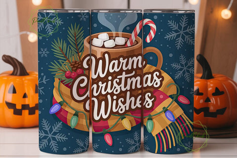 Warm Christmas Wishes 20oz Tumbler Wrap Sublimation PixelChick 