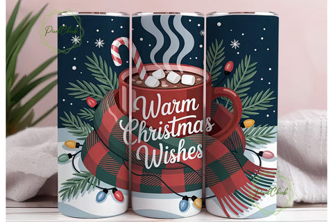 Warm Christmas Wishes 20oz Tumbler Wrap Sublimation PixelChick 