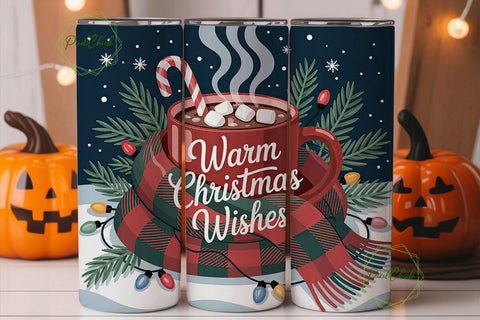 Warm Christmas Wishes 20oz Tumbler Wrap Sublimation PixelChick 