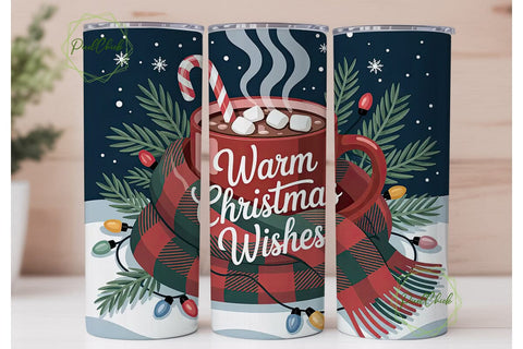 Warm Christmas Wishes 20oz Tumbler Wrap Sublimation PixelChick 