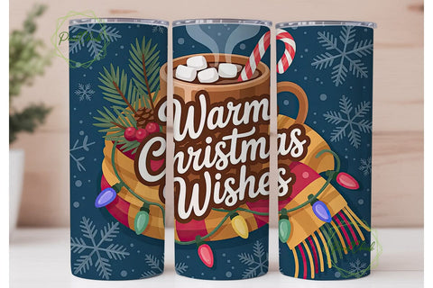 Warm Christmas Wishes 20oz Tumbler Wrap Sublimation PixelChick 