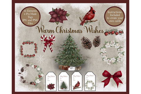 Warm Christmas Wishes Card/Project Creator JPG PNG Sublimation Willow Paige Farms 
