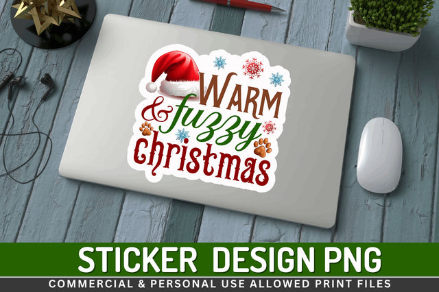 Warm & fuzzy christmas Stickers Design Sublimation Regulrcrative 