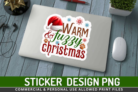 Warm & fuzzy christmas Stickers Design Sublimation Regulrcrative 