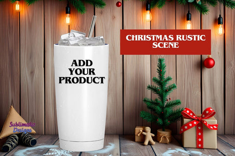 Warm Rustic Christmas Backdrop Mock Up Photo Sublimatiz Designs 
