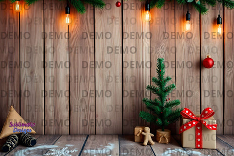 Warm Rustic Christmas Backdrop Mock Up Photo Sublimatiz Designs 