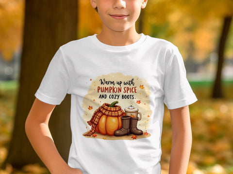 Warm up with Pumpkins Spice & Cozy Boots Fall Sublimation PNG Sublimation Luvleigh Digitals 