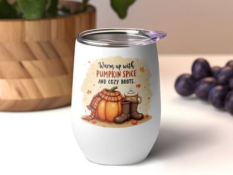Warm up with Pumpkins Spice & Cozy Boots Fall Sublimation PNG Sublimation Luvleigh Digitals 