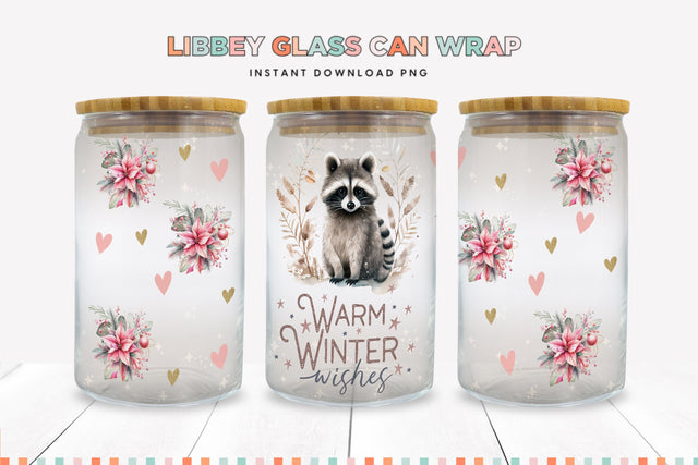 Warm Winter Wishes Christmas Libbey Can Sublimation Wrap Sublimation BijouBay 