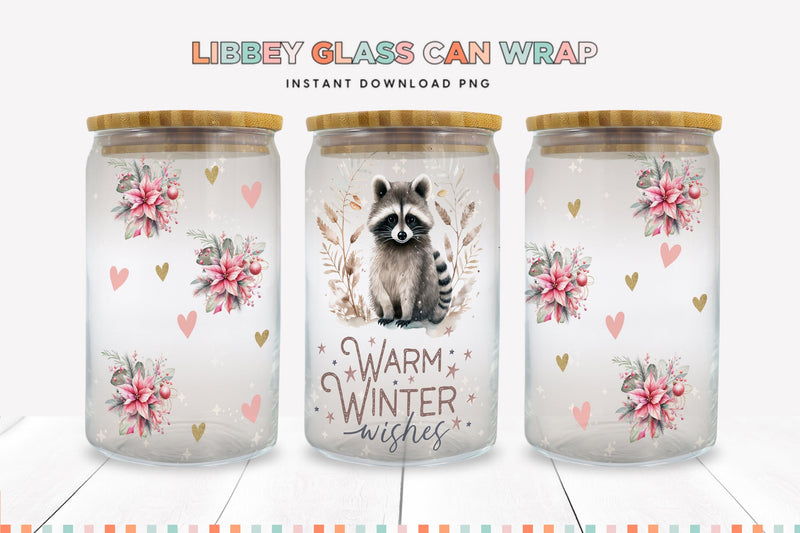 Warm Winter Wishes Christmas Libbey Can Sublimation Wrap Sublimation BijouBay 