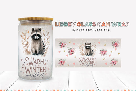 Warm Winter Wishes Christmas Libbey Can Sublimation Wrap Sublimation BijouBay 