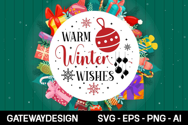 Warm Winter Wishes Round Sign Svg Design SVG designmaster24 