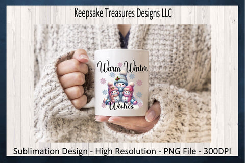 Warm Winter Wishes Snowman Illustration, Sublimation PNG Design, Cozy Blue Snowman Sweatshirt Design, Digital Download, PNG Printable Sublimation Keepsake Treasures Designs LLC. 