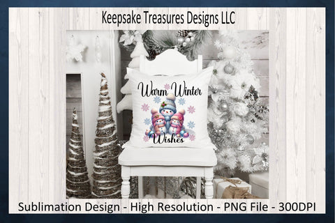 Warm Winter Wishes Snowman Illustration, Sublimation PNG Design, Cozy Blue Snowman Sweatshirt Design, Digital Download, PNG Printable Sublimation Keepsake Treasures Designs LLC. 