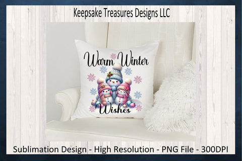 Warm Winter Wishes Snowman Illustration, Sublimation PNG Design, Cozy Blue Snowman Sweatshirt Design, Digital Download, PNG Printable Sublimation Keepsake Treasures Designs LLC. 