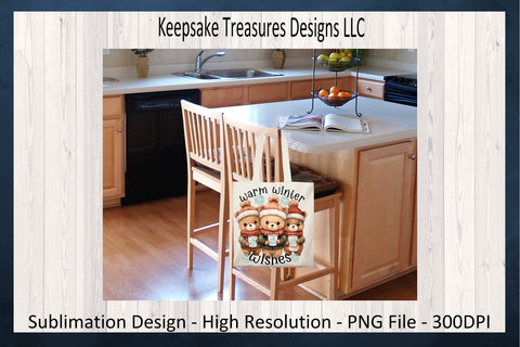 Warm Winter Wishes Teddy Bear Sublimation PNG, Winter T-Shirt PNG, Hot Cocoa Cup Clipart, Merry Christmas, Digital Download, PNG Printable Sublimation Keepsake Treasures Designs LLC. 