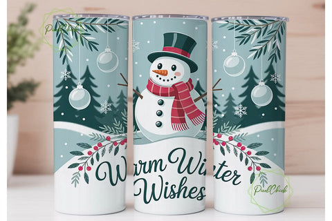 Warm Winter Wishes Tumbler Wrap Sublimation PixelChick 