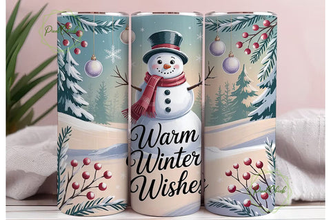 Warm Winter Wishes Tumbler Wrap Sublimation PixelChick 