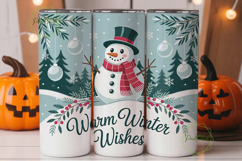 Warm Winter Wishes Tumbler Wrap Sublimation PixelChick 
