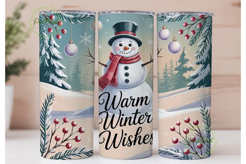 Warm Winter Wishes Tumbler Wrap Sublimation PixelChick 