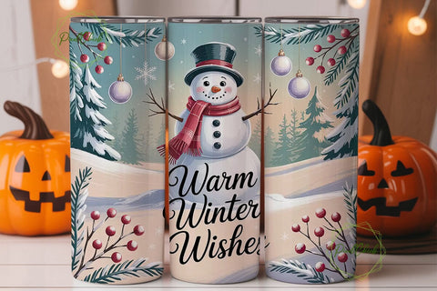 Warm Winter Wishes Tumbler Wrap Sublimation PixelChick 