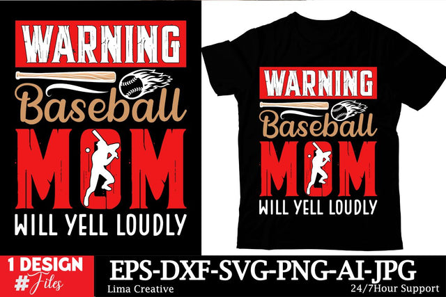Warning Baseball Mom Will Yell Loudly T-shirt Design SVG Insomnia Std 